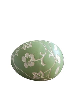 Sage Green Floral Wooden Accent Egg